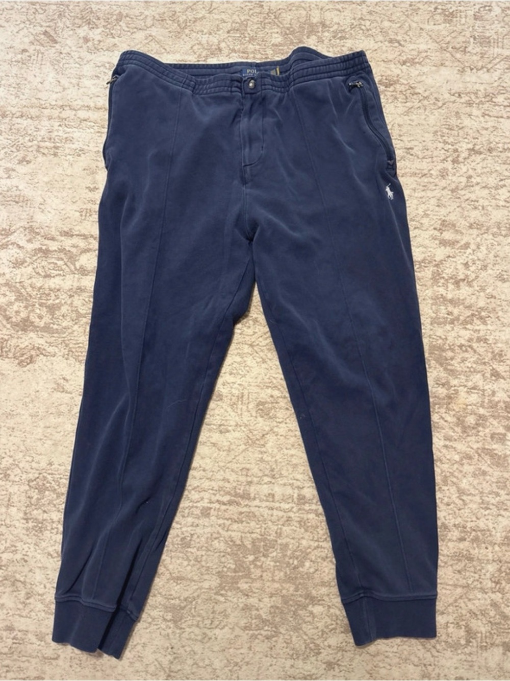 POLO RALPH LAUREN COTTON JOGGER SWEATPANTS NAVY BLUE WHITE HORSE SZ XL